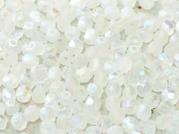 4mm Fire Polished - Etched Crystal AB Full 