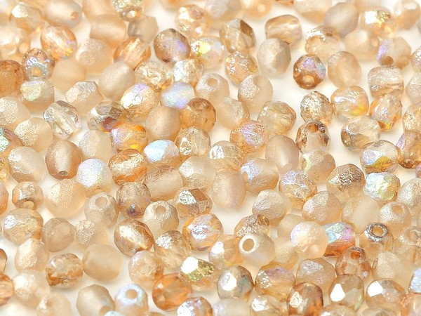 4mm Fire Polished - Etched Crystal Brown Rainbow