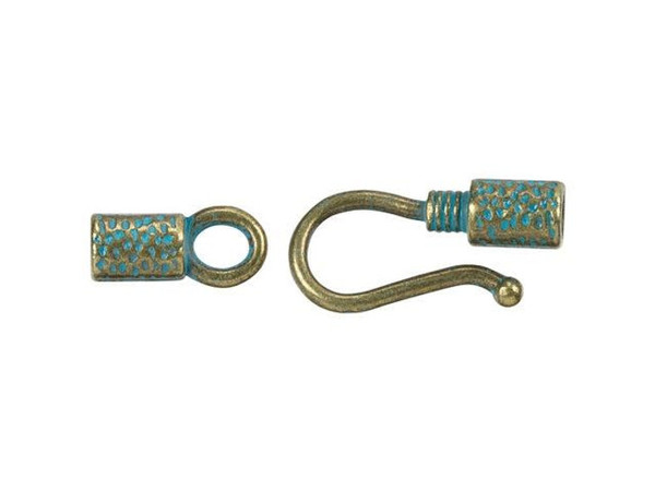 Brass Plated Hook & Eye End Cap Clasp with Patina