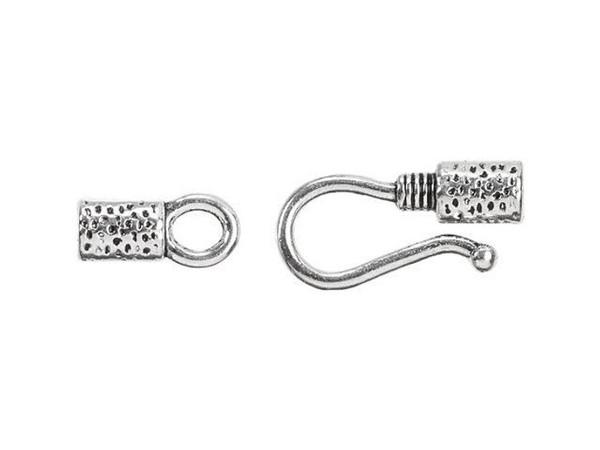 Hook & Eye End Cap Clasp Antique Silver Plated