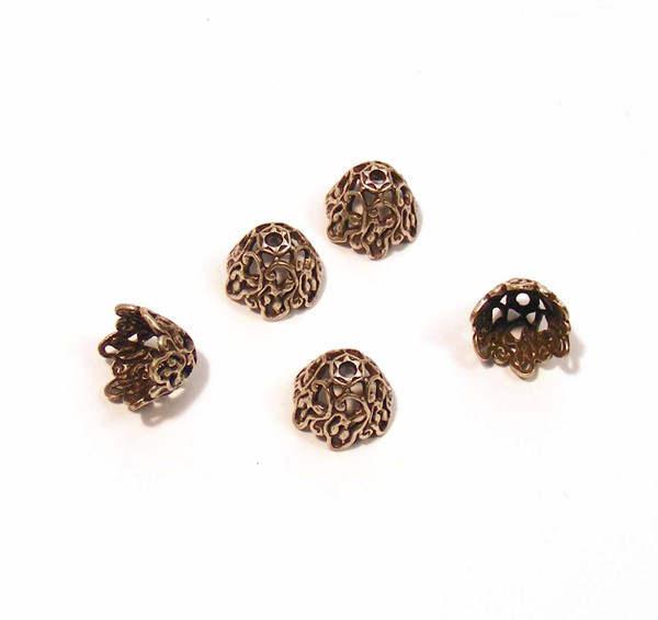 Oxidized Silver Ornate Bead Caps - SWEET!