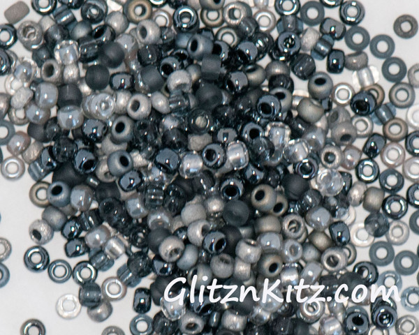 Shades of Grey - Sz 8 Seed Bead Mix