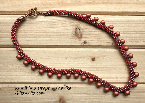 Sample - Kumihimo Matte Paprika Drops Necklace