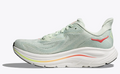 W Hoka Clifton 10 Wide Sea Glass/Neon Flame