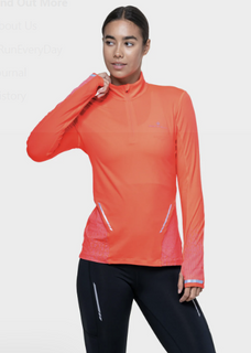 W Ron Hill Tech Reflect 1/2 Zip Coral/Reflect