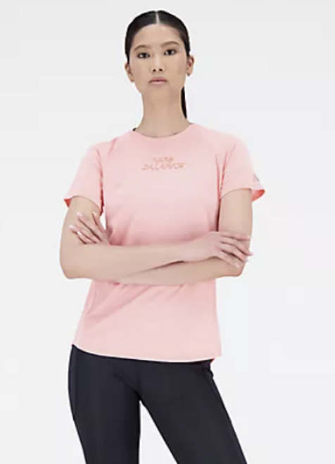 WNew Balance Printed Impact SS Tee Pink