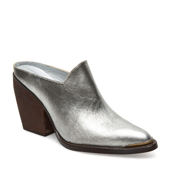 【COLOR iN ID】fur stileto mule MULAP Mule Silver Distressed - Silent D