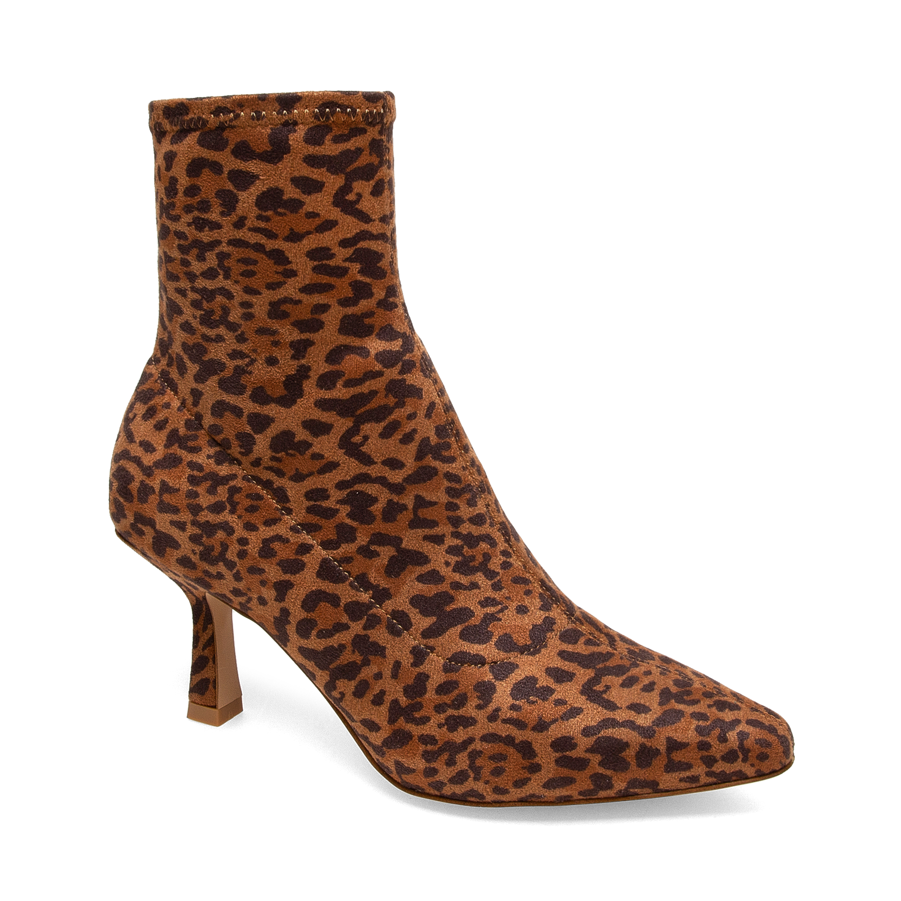 Tan Leopard Stretch Microsuede