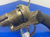 Belgian Antique Pin Fire Revolver 9mm 5" *ENGRAVED REVOLVER*