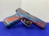 Glock 19 Gen 4 9mm 4.02" -AWESOME RED/BLUE CERAKOTE FINISH- Popular Handgun