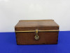 Antique Wood Chest w/ Crescent Lock Key Lift Tray *AUTHENTIC OLD PIECE*
