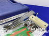 CUSTOM Colt Government 45ACP *MIRROR POLISHED & FIRE BLUE* Genuine Ivory
