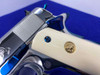 CUSTOM Colt Government 45ACP *MIRROR POLISHED & FIRE BLUE* Genuine Ivory