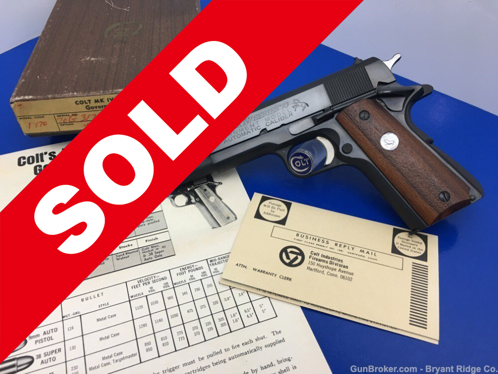 1972 Colt Government MKIV Series 70 *LARGE ROLL STAMP* Super Rare