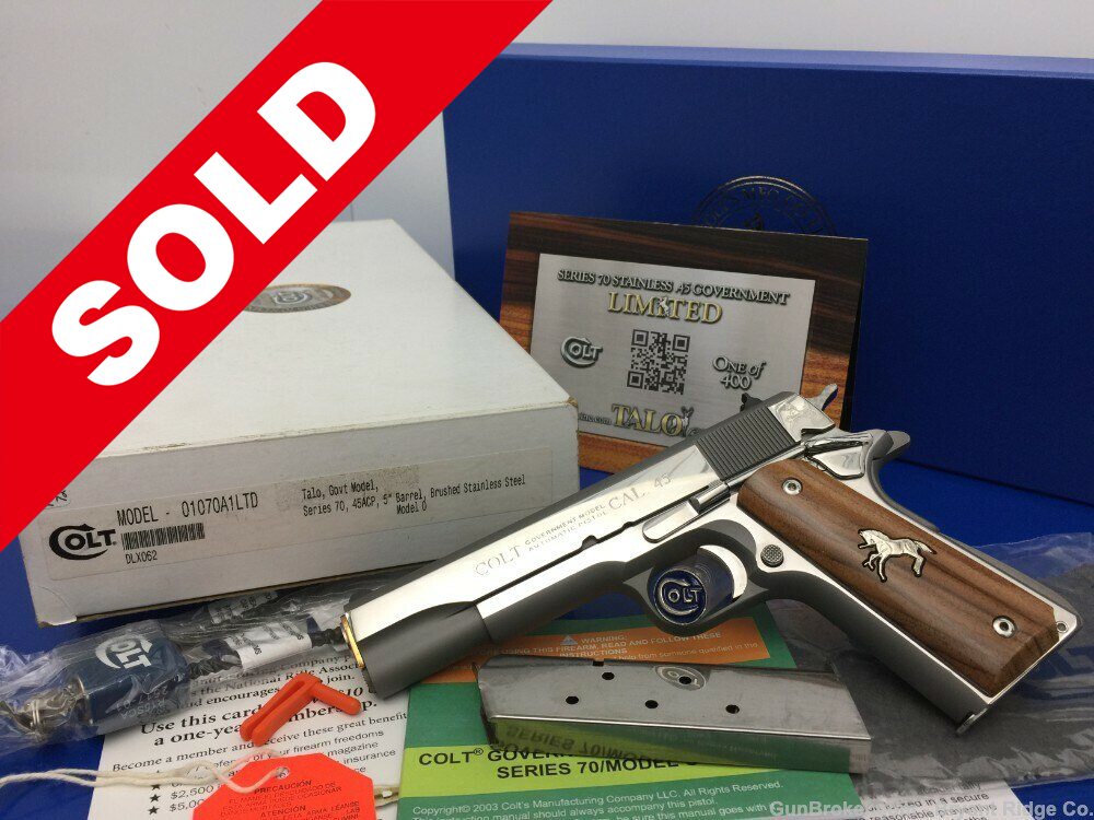 2016 Colt Government '70 Bright Stainless .45 ACP *TALO 1 OF ONLY
