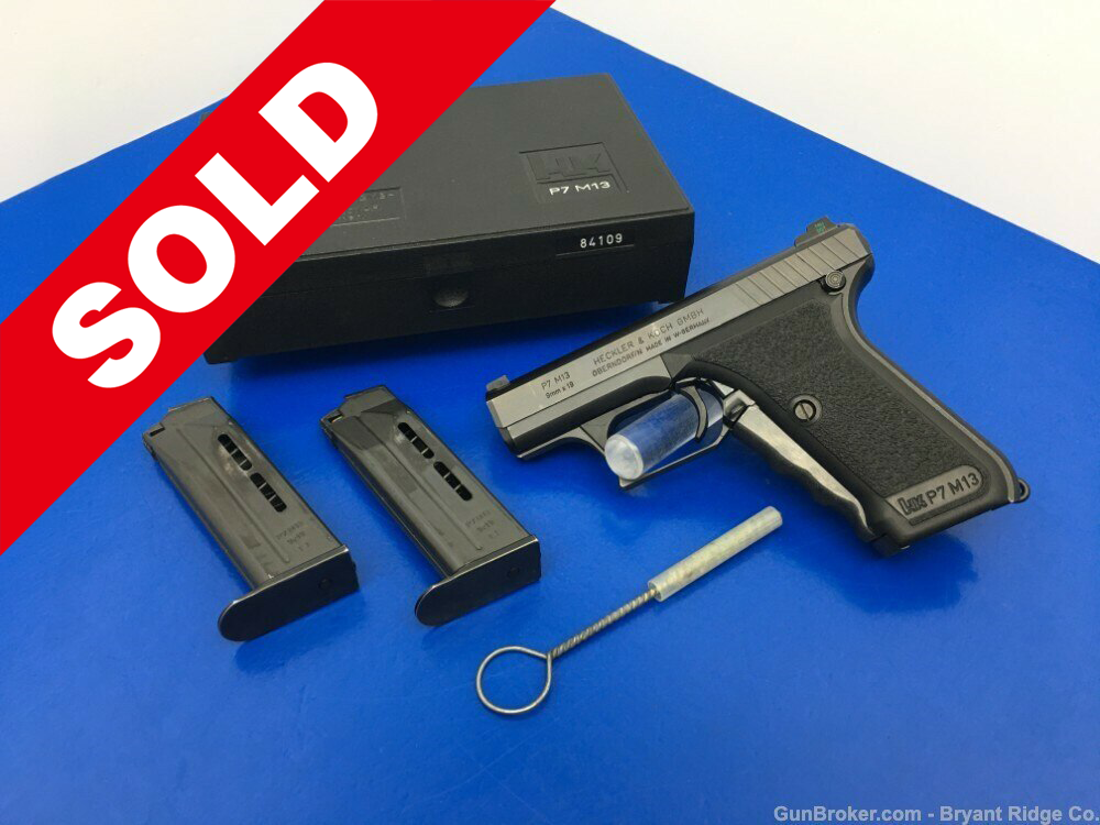 1989 Heckler and Koch HK P7 M13 9mm *STAGGERED 13 ROUND MAGAZINE