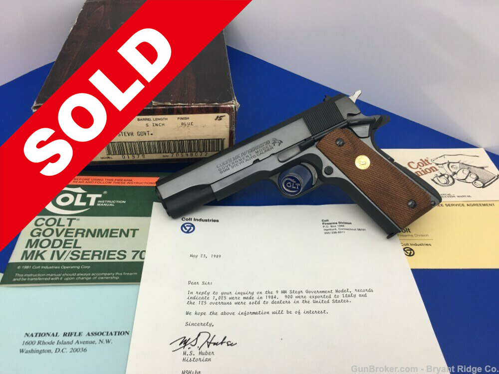 1982 Colt Government MKIV Rare 9mm Steyr *1 OF ONLY 125**MUSEUM