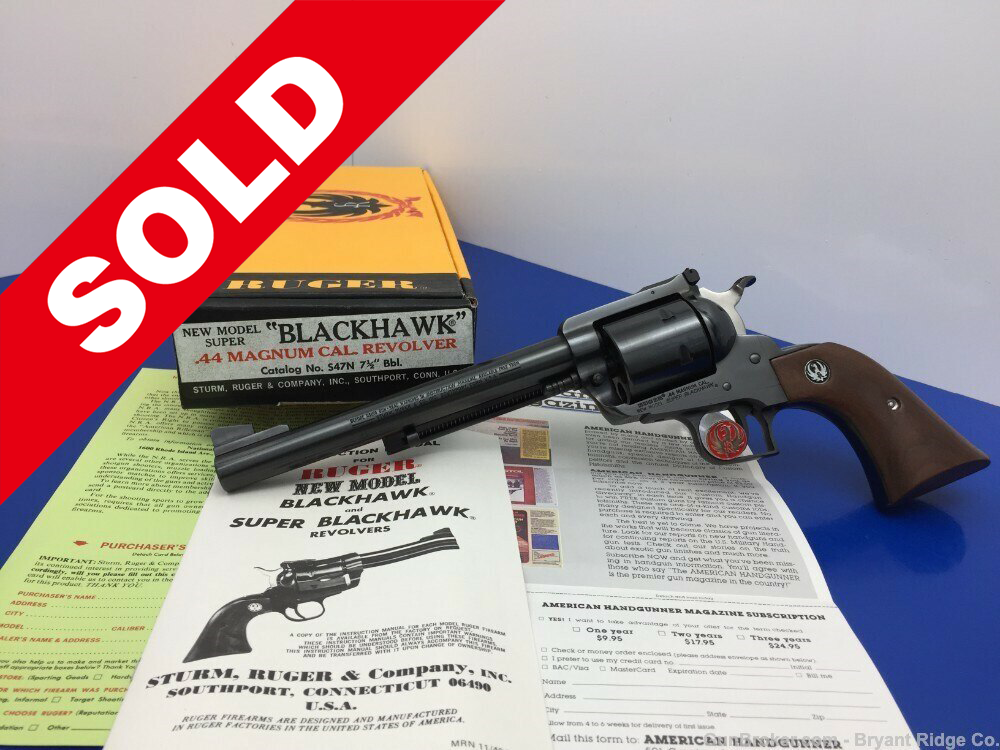 1982 Ruger New Model Super Blackhawk .44 Mag Blue 7.5