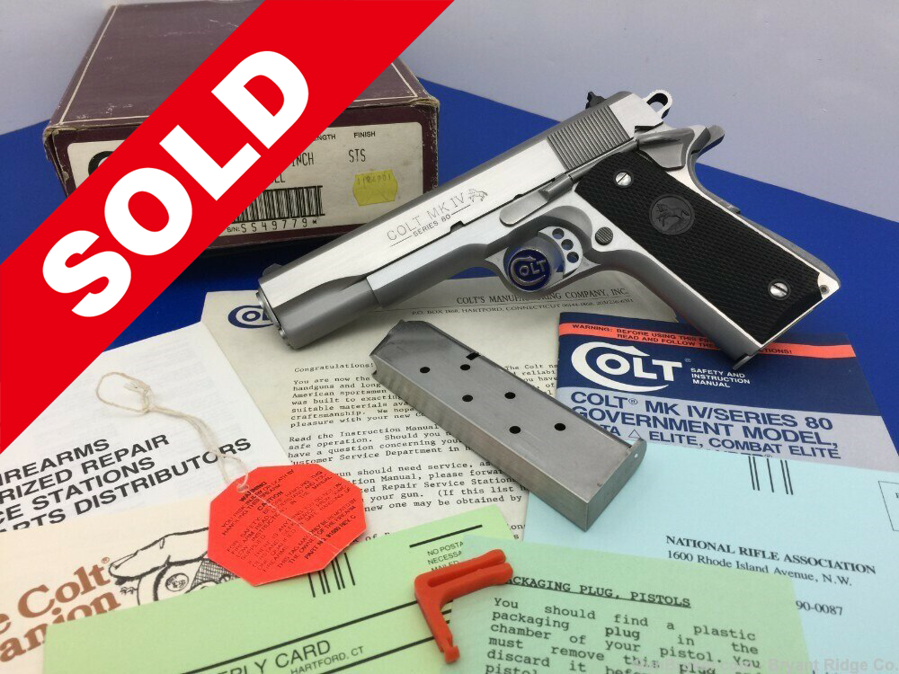 1990 Colt Government MKIV Series 80 .45 ACP Stainless *EXCELLENT