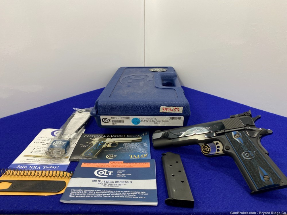 SOLD* 2014 Colt NM Deluxe Gold Cup .45 ACP Blue 5