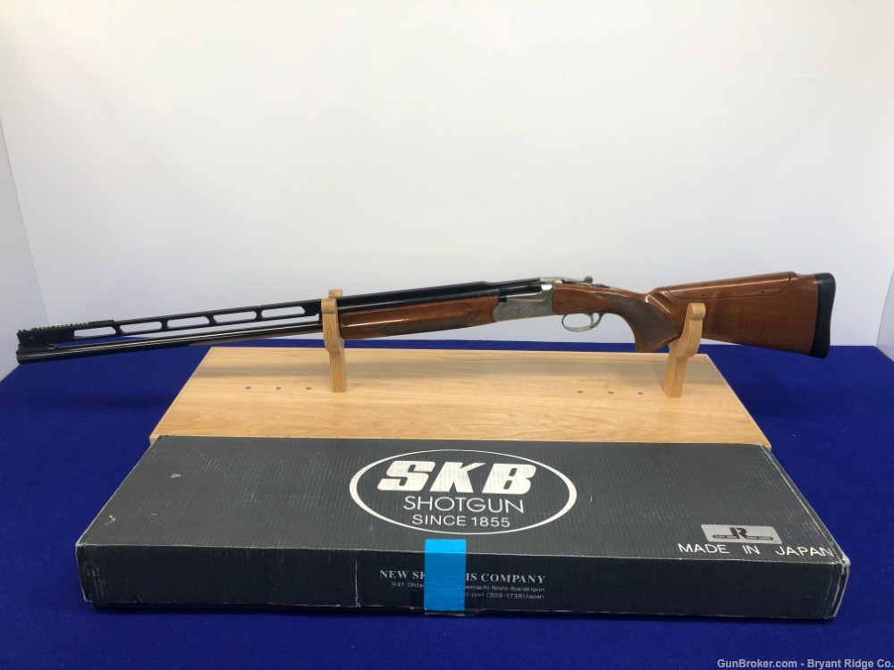 SOLD* SKB Model 85TTR Trap 12GA Silver Nitride/Blue 34