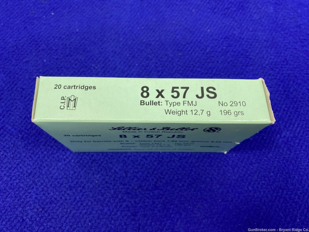 SOLD* Sellier & Bellot 8x57 JS (8mm Mauser) 196 Grain Ammo 2 Boxes