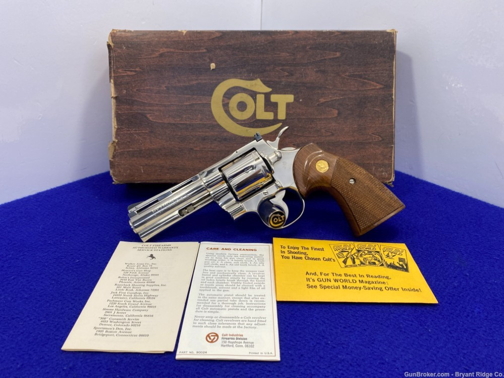 SOLD* 1975 Colt Python .357 Mag -ABSOLUTELY STUNNING NICKEL MODEL