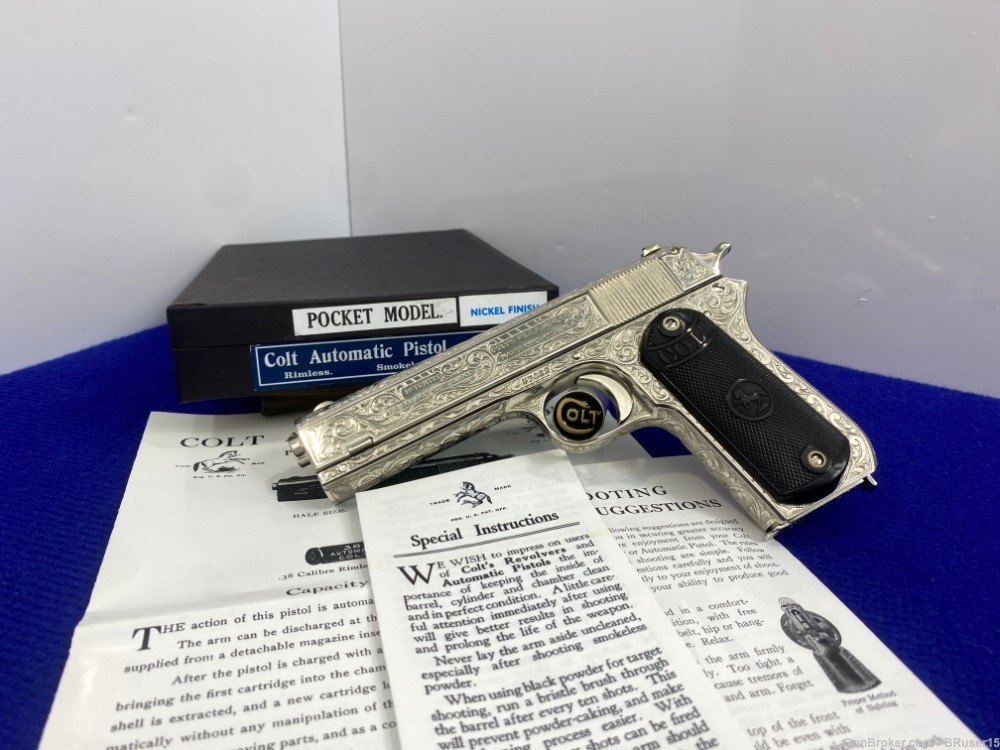 SOLD* 1928 Colt 1903 Pocket Hammer .38 Auto Nickel 4 1/2