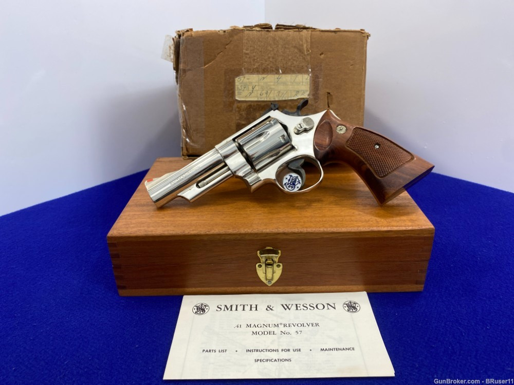 SOLD* Smith & Wesson 57 (NO DASH) .41 Mag Nickel 4