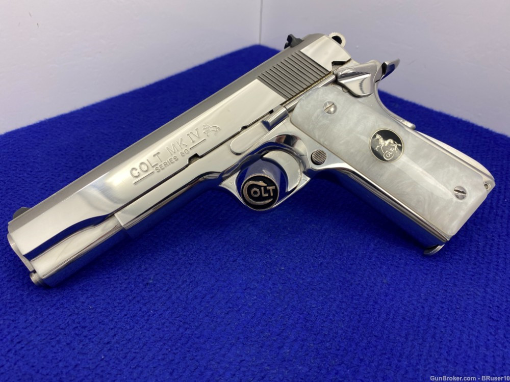 SOLD* 1995 Colt MKIV Government 45 RARE Factory Bright Stainless