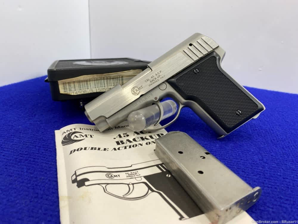 中古 美品 R.E.G. O-K ALL STAINLESS 45 SOLD* AMT Backup .45 ACP Stainless *EXCELLENT LARGE FRAME SEMI