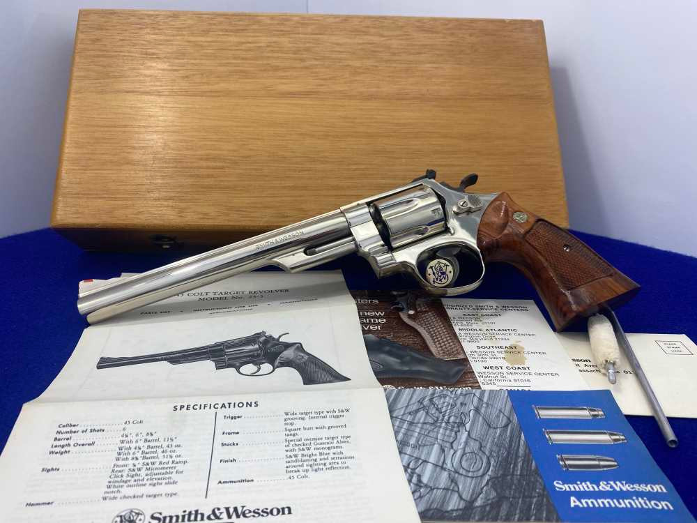 SOLD* Smith Wesson 25-5 .45 Colt Nickel *1955 MODEL 45 TARGET