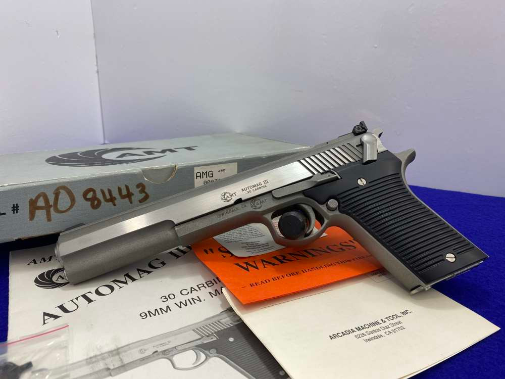 SOLD* AMT Automag III .30 Carbine SS 6 5/8
