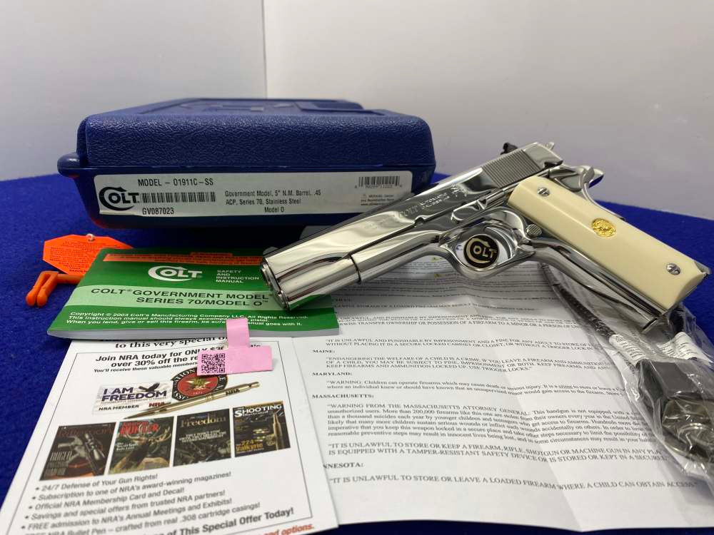 COLT GOVERNMENT STAINLESS MOD エアソフトガン Colt 1911 Classic Government .45 ACP *STUNNING BRIGHT STAINLESS