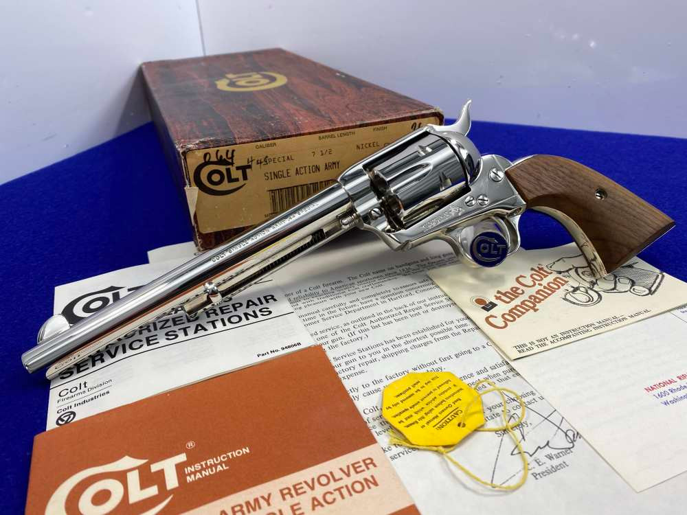 1980 Colt Single Action Army 44Spl 7.5 -STUNNING NICKEL FINISH