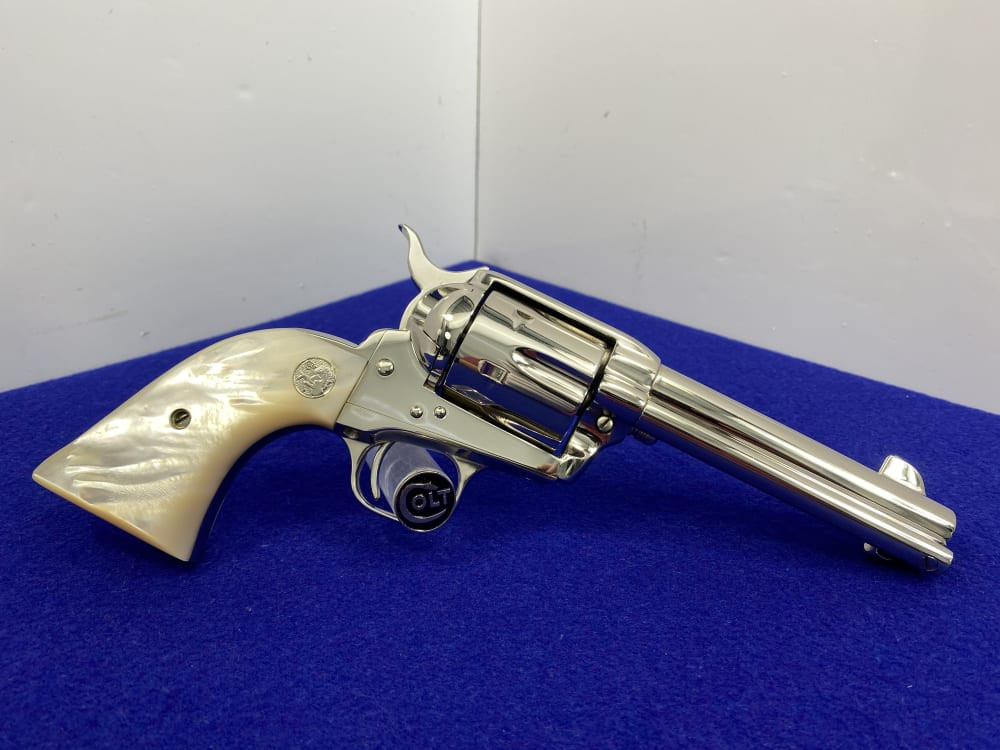 1992 Colt Single Action Army 45 Nickel 4.75 *GENUINE MOTHER OF