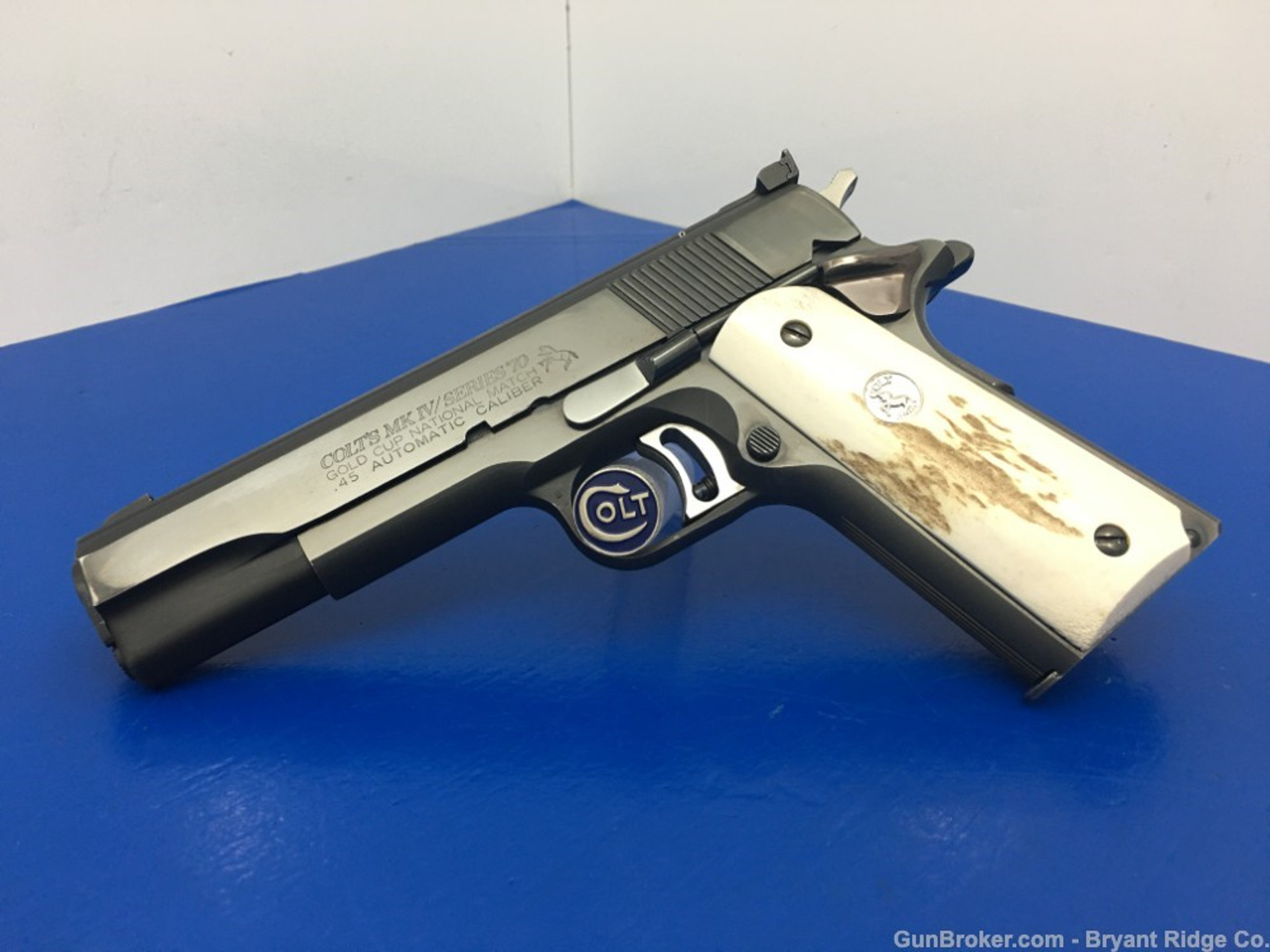 Colt Gold Cup National Match Series 70 45 Acp Blue Genuine Stag Grips Bryant Ridge 1775