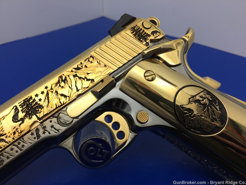 *SOLD* Colt 1911 Competition *WOLF & MOUNTAIN* .38 Super *24K GOLD