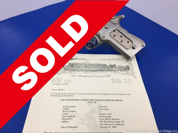 1983 Colt Government MKIV Ser 70 Stainless 9mm COLT ARCHIVES DISPLAY SAMPLE