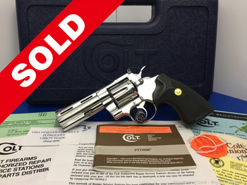 1985 Colt Python BRIGHT STAINLESS .357mag *GORGEOUS SNAKE SERIES REVOLVER*