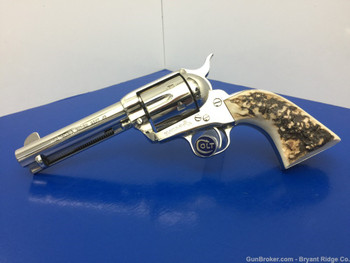 1988 Colt Single Action Army .45 LC 4.75" Stag Grip *RARE NICKEL FINISH*