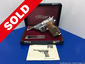 1973 Walther P38 9mm 5" *GORGEOUS FACTORY ENGRAVED CHROME FINISH* Stunning