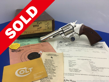 1977 Colt Viper .38 Spl 4" *ULTRA RARE NICKEL SNAKE WITH FACTORY LETTER*