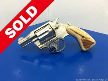 1955 Colt Detective Special .38 Special Nickel 2" *GENUINE STAG GRIPS*