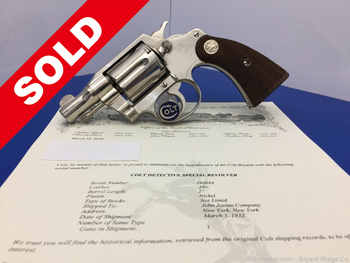 1932 Colt Detective Special .38 Spl Nickel 2" *PRE-WAR FIRST ISSUE MODEL*