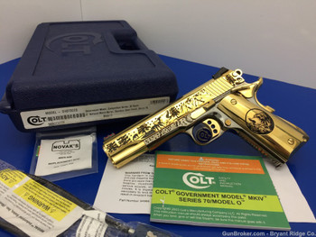 Colt 1911 Competition *WOLF & MOUNTAIN* .38 Super *24K GOLD & BLACK CHROME*