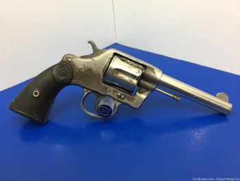 1891 Colt 1889 Navy Nickel 4.5" *AMAZING ANTIQUE COLT D.A. 38 REVOLVER*