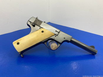 Hi-Standard Model B .22 LR Blue 4 1/2" *STUNNING BONE GRIPS* Amazing!