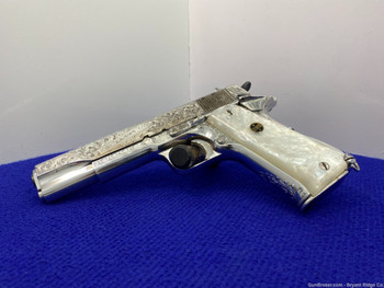 *SOLD* 1961 LLama 1911 9mm (38) Chrome 5" *RARE FACTORY ENGRAVED EXAMPLE*