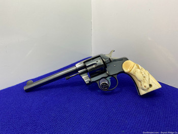 1905 Colt 1895 DA .38 LC Blue 6" *PHENOMENAL HAND CARVED IVORY GRIPS*
